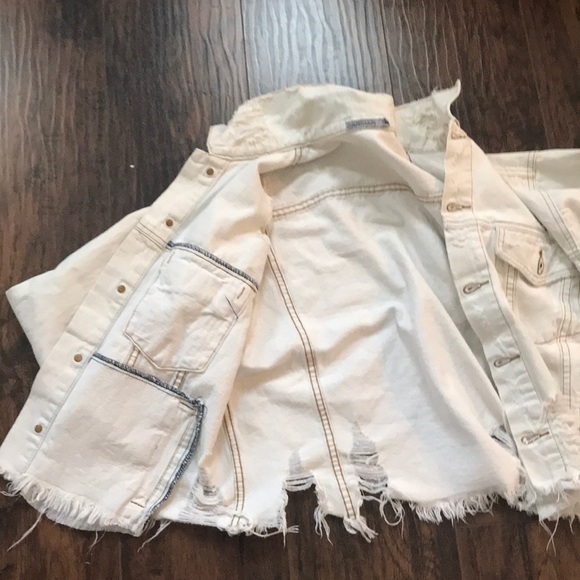 carmar ripped white denim jacket size small - Picture 4 of 6